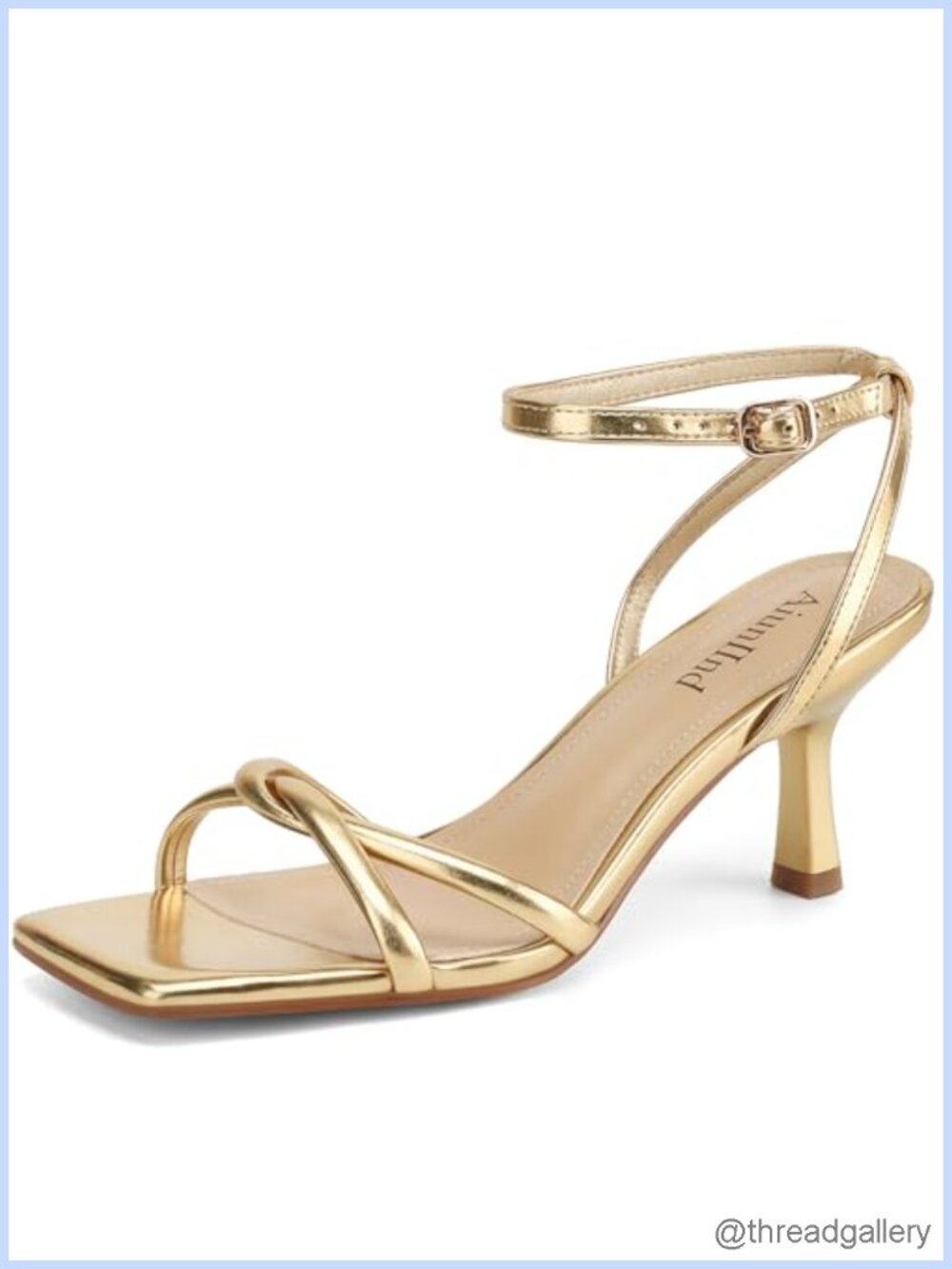 Kitten Low Heel Sandals, Strappy Square Open Toe, 2.5 inch